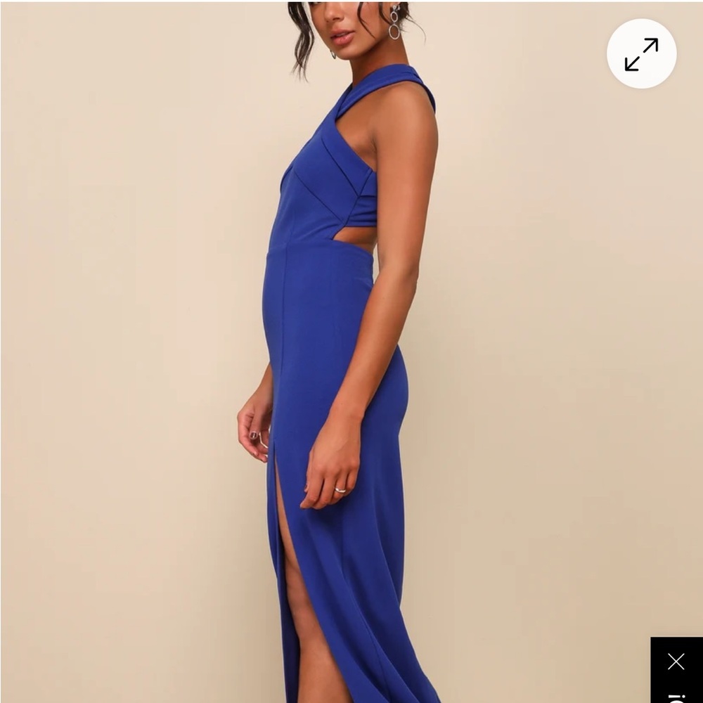 Lulu's Cobalt Blue Cutout Maxi Dress with Thigh Slit